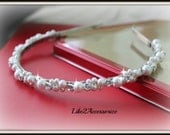 Swarovski Pearl White Ivory Headband Pearl Bridal Tiara Wedding Jewelry Bridal Head Piece Jeweled Rhinestones Wedding Headband
