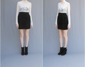 MAE.VALENTE Vintage Black Suede High Waisted Pencil Skirt