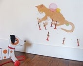 kid wall decal : the playing cat - kid wall decor