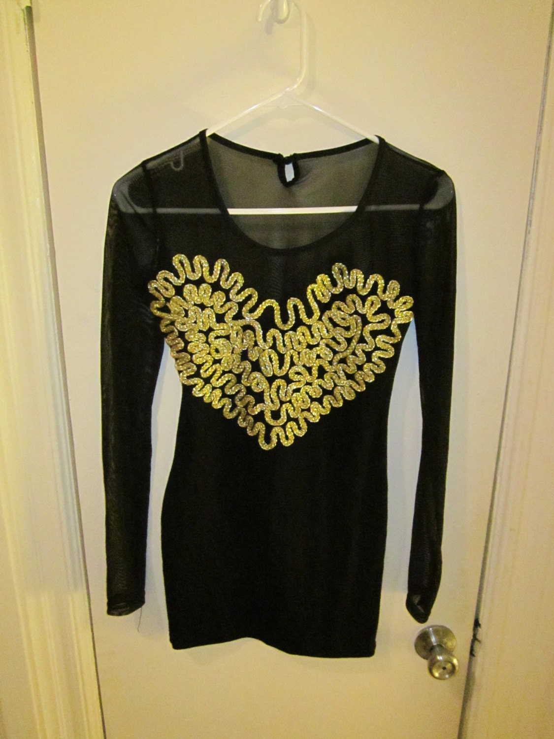 Gold and Black Mesh SweetHEART Bodycon Dress