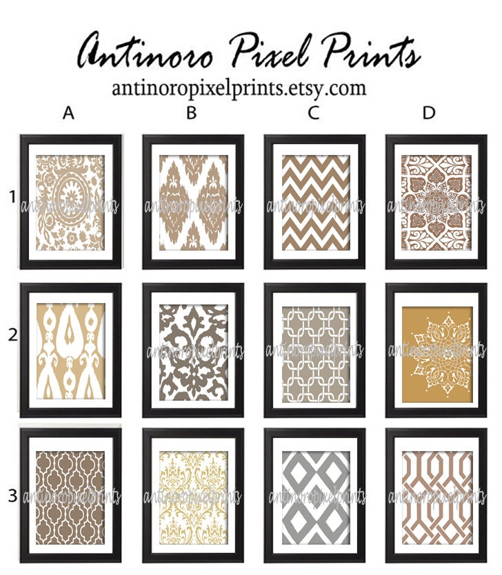 Coffee Flavor Art Prints Khaki, latte, Cappuccino -Pick Any (6) Prints, Any Color - 8x10 Prints - Custom Colors Sizes Available (UNFRAMED)