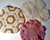 Vintage Doilies/Doily Set of 3 Farmhouse Crochet 1950's