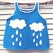 Royal blue Girls Cotton Top with  Rain Drops Appliqué ... Perfect for summer time :)