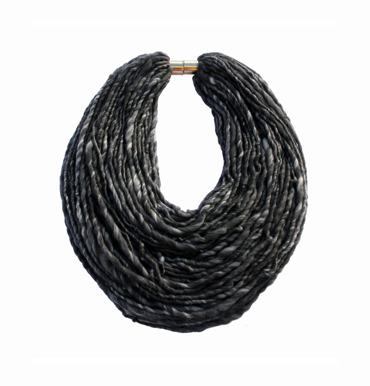 infinity gray scarf, knit scarf , chunky scarf - dark grey merino wool necklace