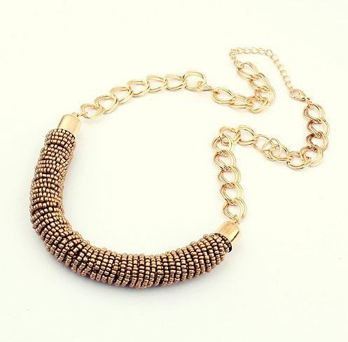New Gold Bead Sweater, Vintage ,Choker Necklaces, Fashion Jewelry for Women, Spring Collection