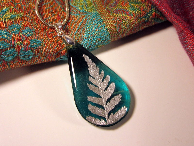 Fern Jewellery, Leaf Jewelry, Plant Jewelry, Resin Necklace