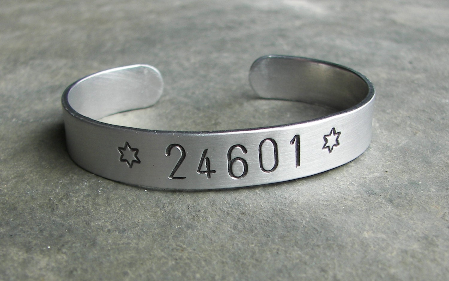 Les Miserables Inspired - 24601 - A Hand Stamped Aluminum Cuff Bracelet 3/8