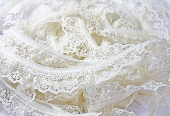 Off White Ruffled Lace Trim - Wedding Lace
