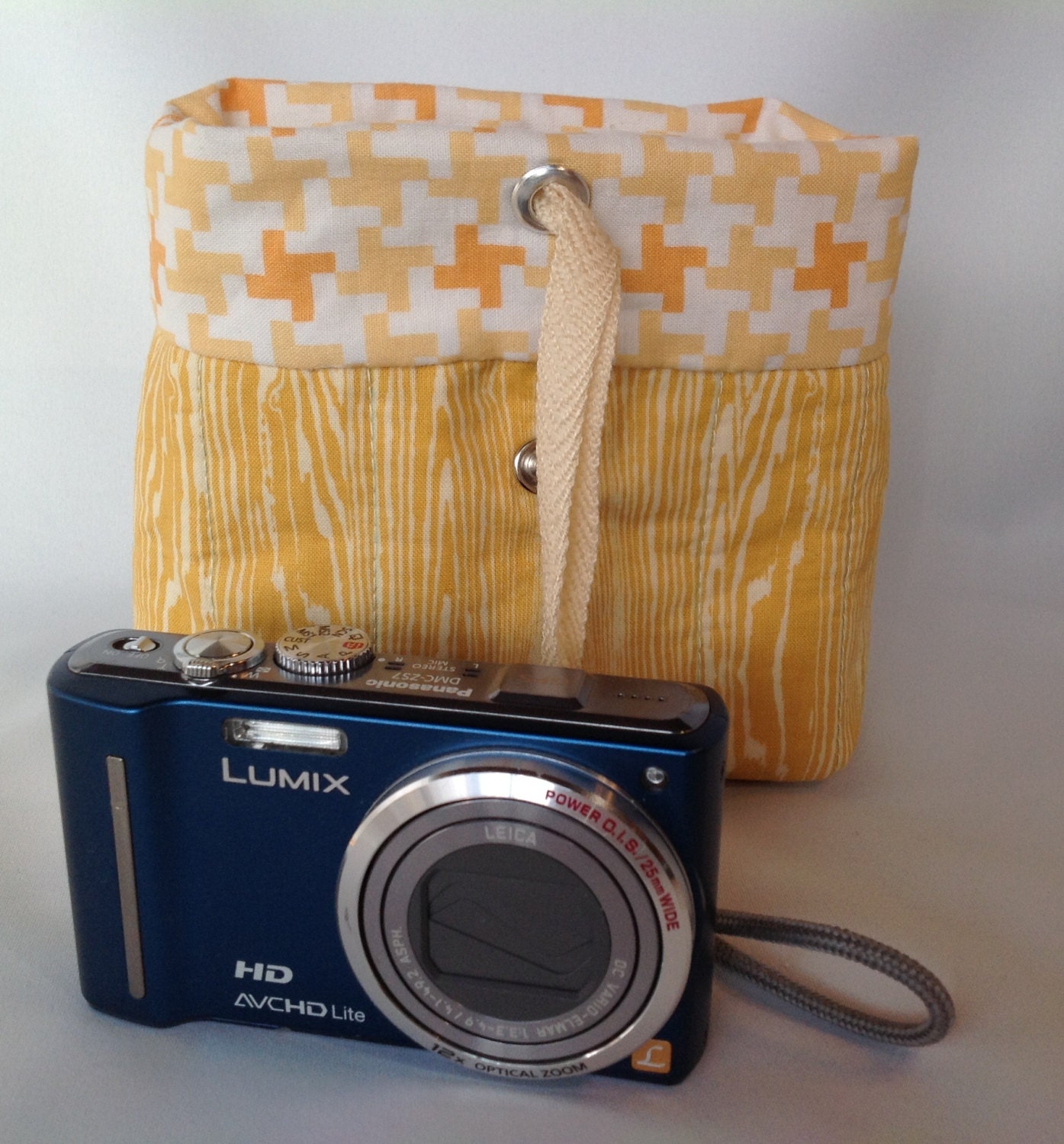 Yellow Quilted Drawstring and Snap Pouch