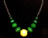 Green and Yellow Wood Neon Necklace