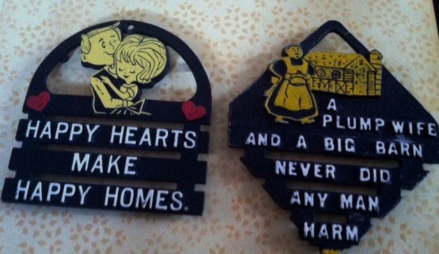 Vintage Kitsch 1950's Kitchen Trivet with Funny Quotes