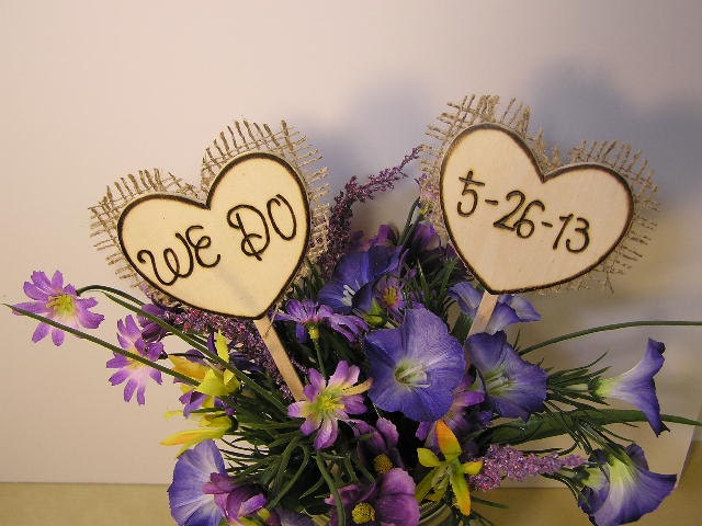Wood Wedding Cake Toppers Rustic Chic Wedding Hearts WE Do and Date