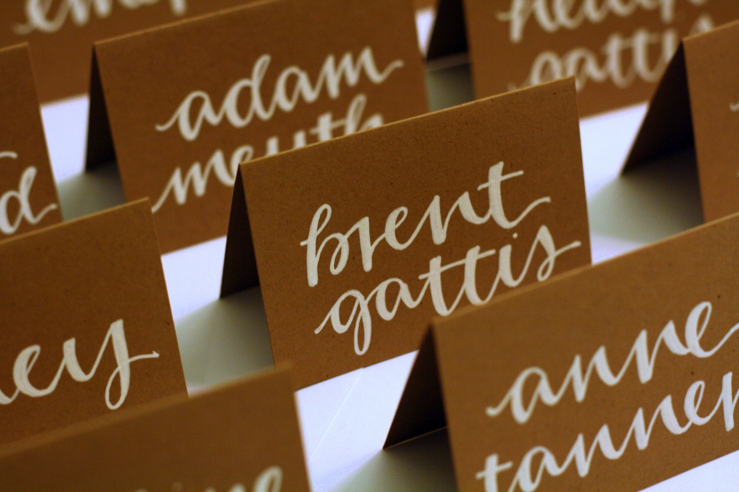 Calligraphy Place Cards (Kraft Cardstock White Ink)
