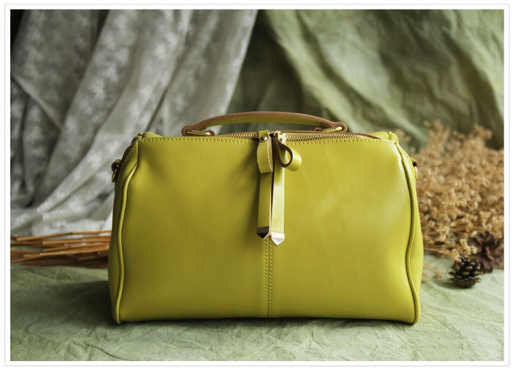 Leather Tote Bag - Briefcase - Shoulder Bag - Handbag - Satchel - Messenger Bag - Doctor Bag - IPAD Bag  - Lady Bag in Yellow