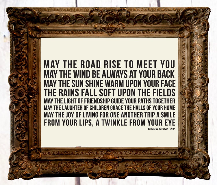 Irish Wedding Blessing: May the road rise to meet you // Irish Wedding gift