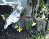 Rustic Metal Cross, Home Decor - Garden - Patio Indoor / Outdoor Decor - Flower Rosette Center, Rustic Patina Metal Decor Cross