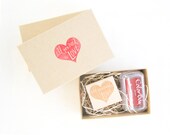 All You Need Is Love Gift Set - handlettered stamp set with mini inkpad - wedding stamp - love - heart stamp with ink pad - READY TO SHIP