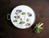 Vintage Round Floral Tray with Handles - RushCreekVintage