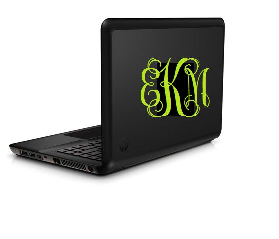 Vine Monogram Laptop Decal -- Free Shipping in USA