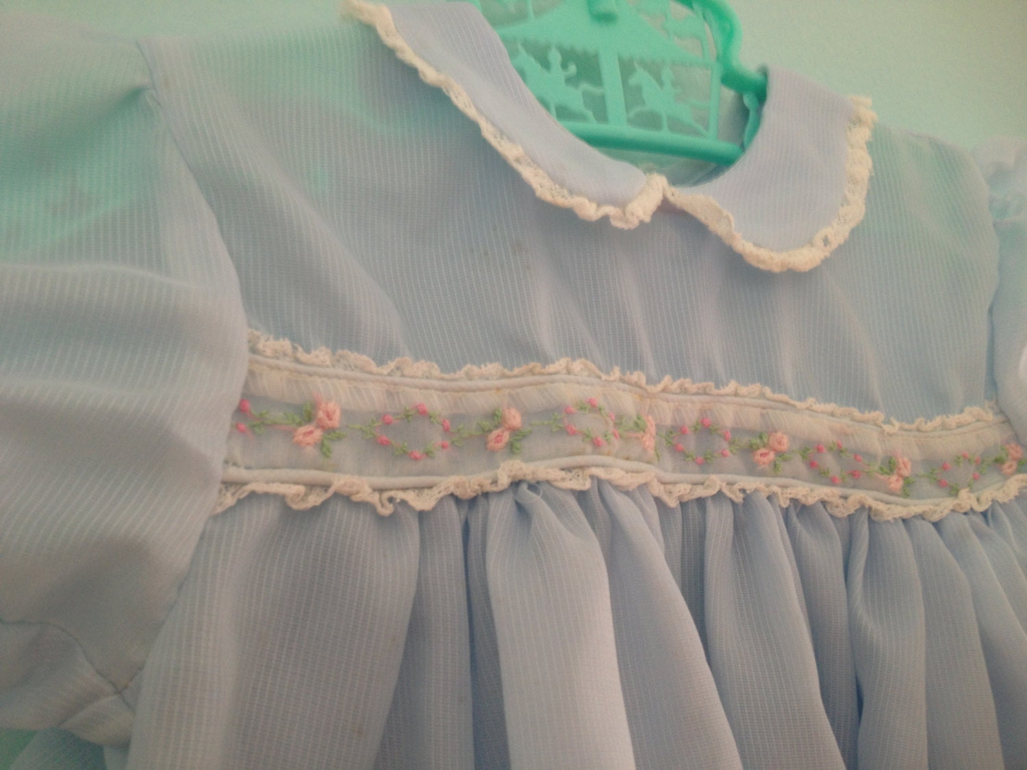 Vintage Baby Girl Party Dress Light Blue 9-12mo