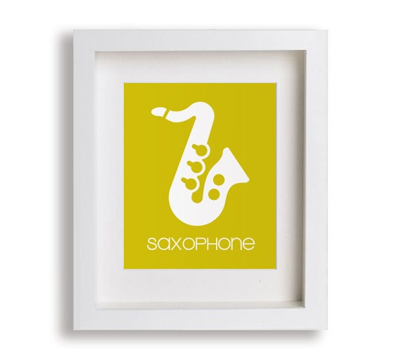 Baby's First Art Print - Saxophone 8x10 - Educational, Kids Decor, Nursery, Music, Nursery Wall Art, Musical Instruments, Playroom Decor