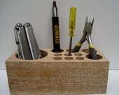 Natural Rustic Mahogany Wood Desk Tool Organizer Office Organizer Pencil Small Tool Caddy Holder or Makeup Organizer - DC