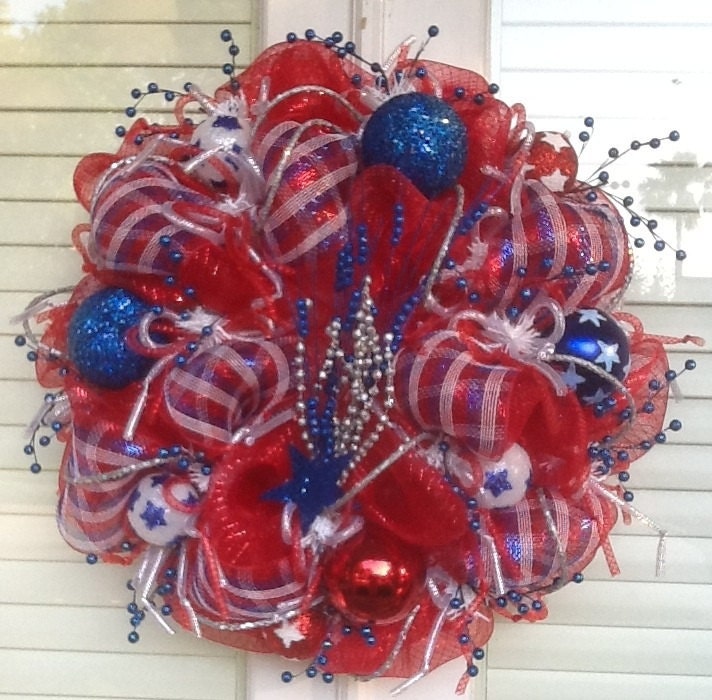 Very Patriotic Deco Mesh Wreath