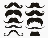Mustache Moustache Mustashe Mustach Stache Movember Party Digital Clip Art for photobooth props, printables, invitations, and more