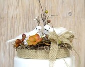 Bird Cake Topper , Rustic Wedding , Woodland , Burlap , White Doves