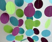 Party Decoration, Blue, Green, Purple Paper Garland, Birthday Decor