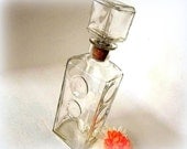 Vintage whiskey decanter, glass decanter, wine decanter, pressed glass, bottle, carafe