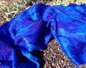 Nuno Felted Wrap Silk Ocean Blue Green Australian Merino and Silk Fibres