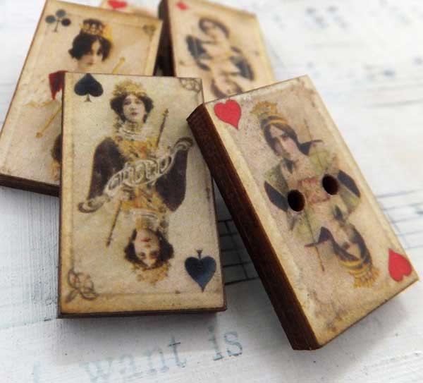 8 MINI Vintage Style PLAYING CARDS Wood Cuts