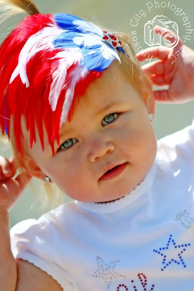 4th of July Fourth Red White and Blue Patriotic Feather Headband- infant, toddler, girls, teen or women