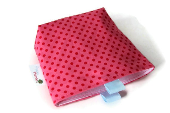Reusable Snack Bag, Eco Friendly, Gusset and Finger Tabs, Pink, Berry Dot to Dot, Children at Play by Michael Miller
