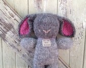 Hand Knit Grey Bunny Rabbit Icelandic Lopi Wool Stuffed Animal