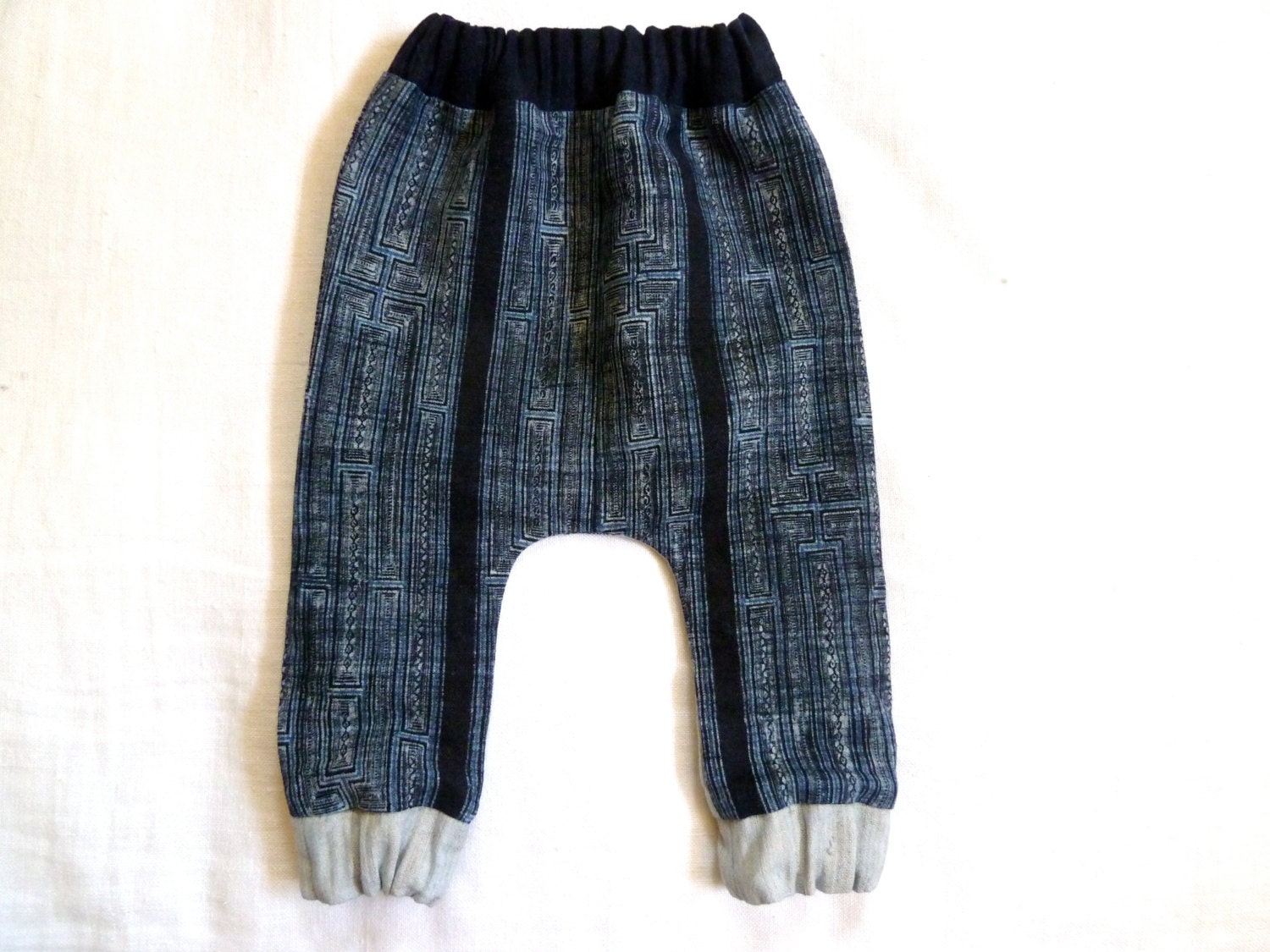 Hemp Batik Homespun Hand Woven Indigo Baby Slouch Pants
