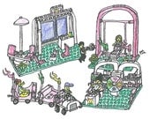 Original Drawing of Lego paradisa fun fair set - Original art/drawing - Size A5 mounted with a board