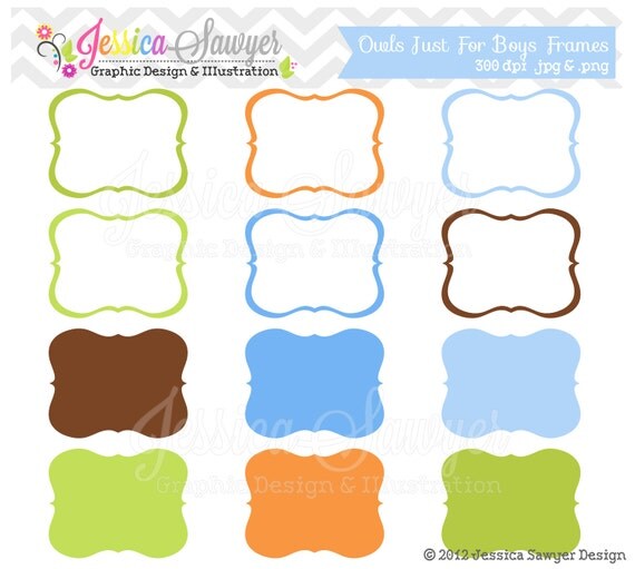 INSTANT DOWNLOAD boys labels, tag clipart, printable labels, blue, orange, brown, for cards, invitations, scrapbooking Il_570xn