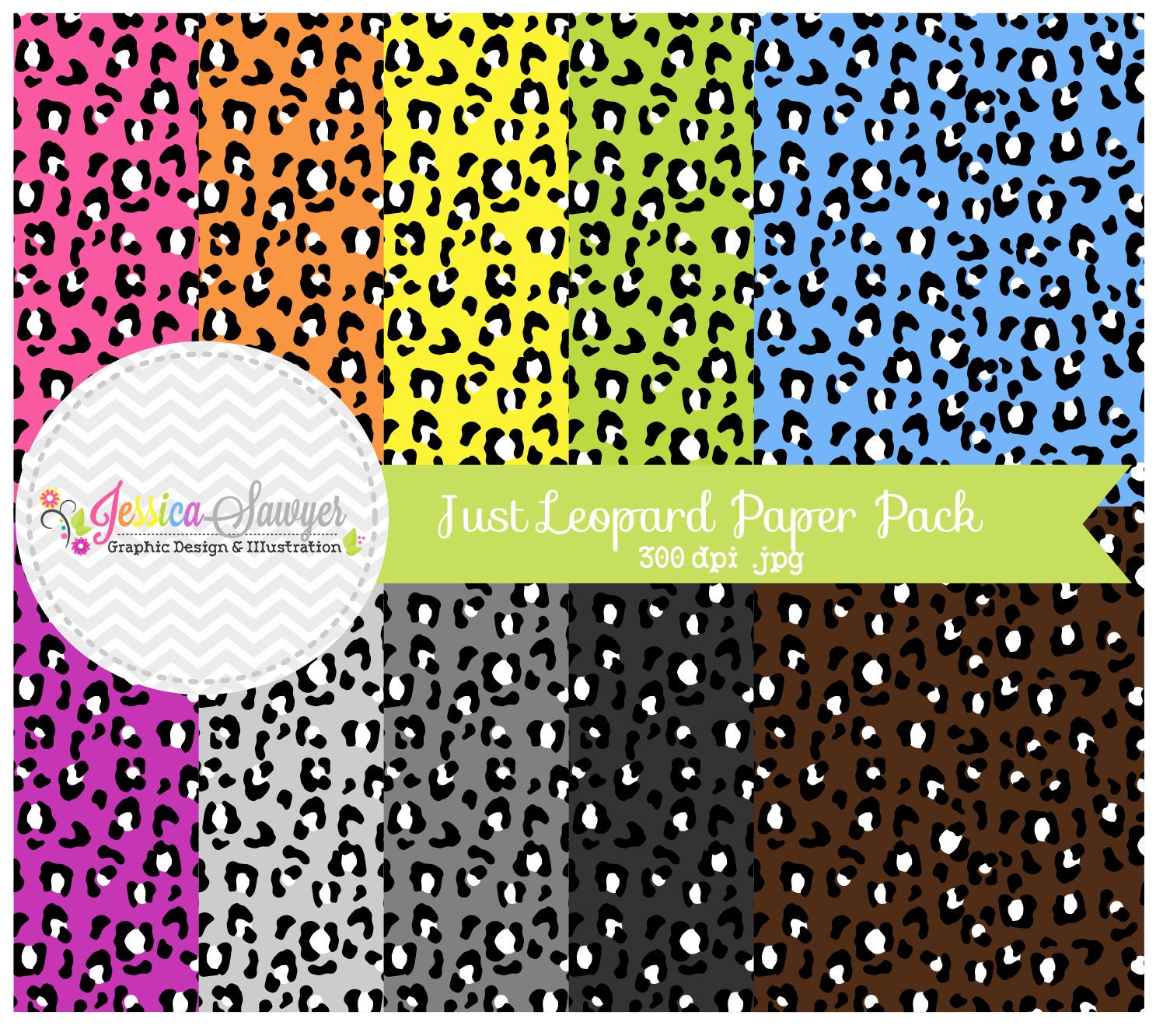 INSTANT DOWNLOAD cute leopard digital paper pack, animal print photoshop background, jungle clip art, for invitations, commercial use Il_570xn