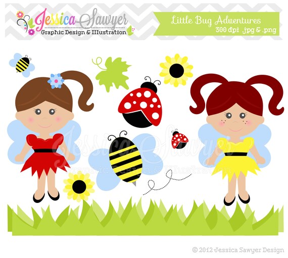 INSTANT DOWNLOAD bee clip art, lady bug clipart, spring design, for commercial use invitations, annoucements Il_570xn