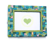Turquoise and Lime Green Mosaic Picture Frame