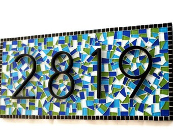 Outdoor House Number Sign, Mosaic Address Plaque