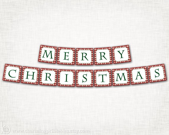 Merry Christmas Banner - PRINTABLE DIY Digital File Il_570xn