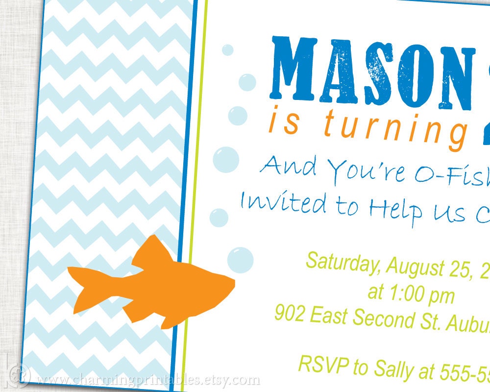 Under The Sea Birthday Party Invitation-  PRINTABLE - DIY Digital File - Fish Birthday Invitation