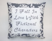 Funny Cross Stitch Pillow, Gray Pillow, Fictional Characters Quote