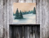 Original Painting, Winter Landscape Painting, Snowy Landscape Oil Painting, Winter Scene, Winter Art Wall Decor, Canvas Art, 12 x 12