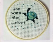 Blue Velvet Rose Cross Stitch Art - 3" 