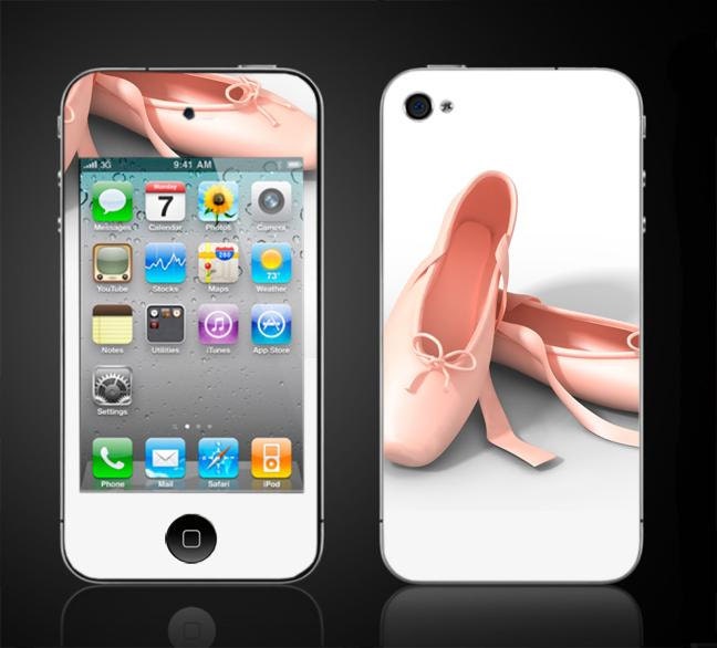 iPhone 4 4S Vinyl Decal Wrap Ballet Pointe Shoes ballerina toe Skin Sticker Cover - Free Shipping NOT a HARD CASE- iPhone skin