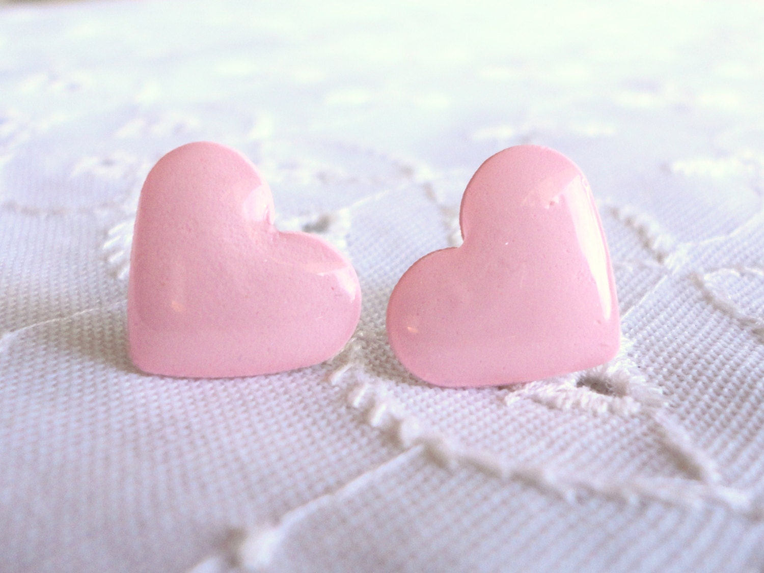 Ballet Pink Heart Studs - NEW SIZE - Pink Heart Studs